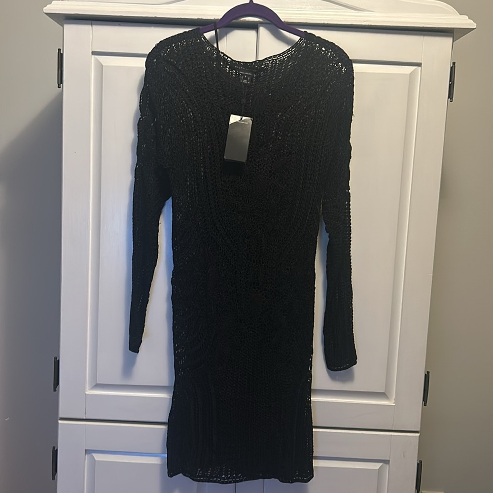 NWT Ralph Lauren Black Label 2 PC Crochet Dress with Black Slip SZ SMALL